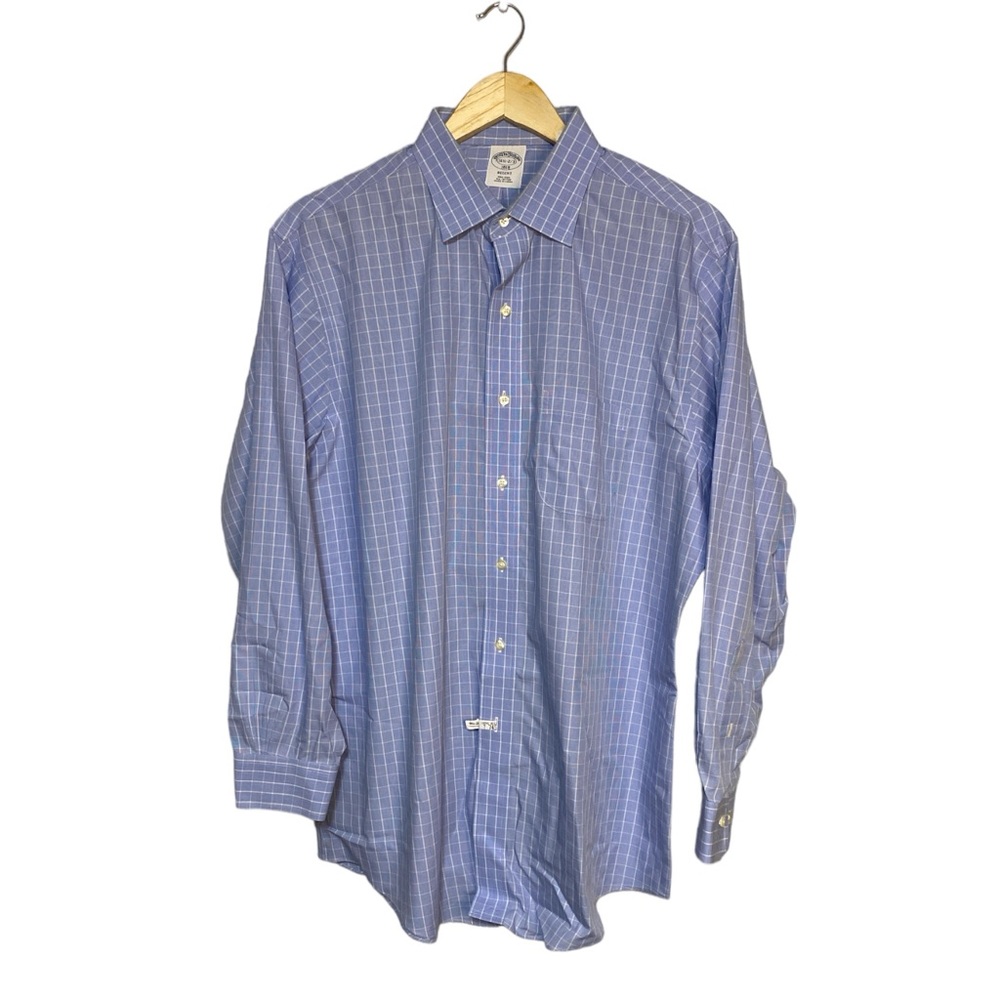 Brooks Brothers Shirt Mens size 16 1/2 regent plaid button front long sleeve